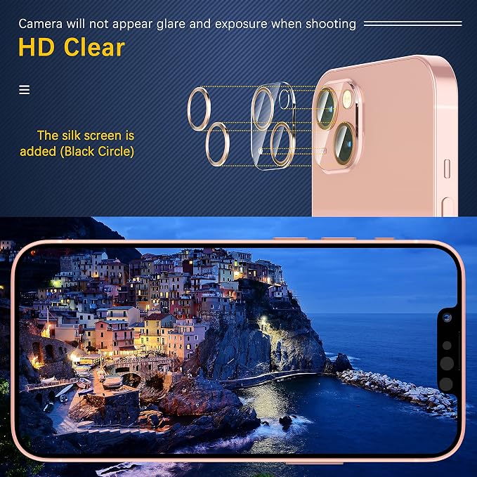 UniqueMe Compatible with iPhone 13 6.1" / iPhone 13 Mini 5.4" Camera Lens