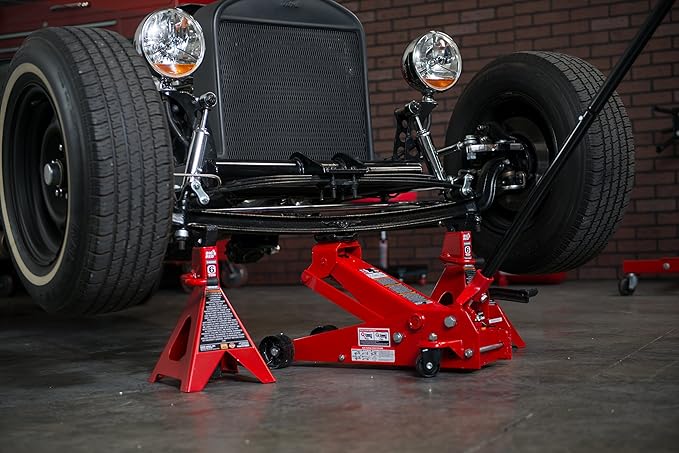 BIG RED T46202 Torin Steel Jack Stands: 6 Ton (12,000 lb) Capacity, Red, 1 Pair