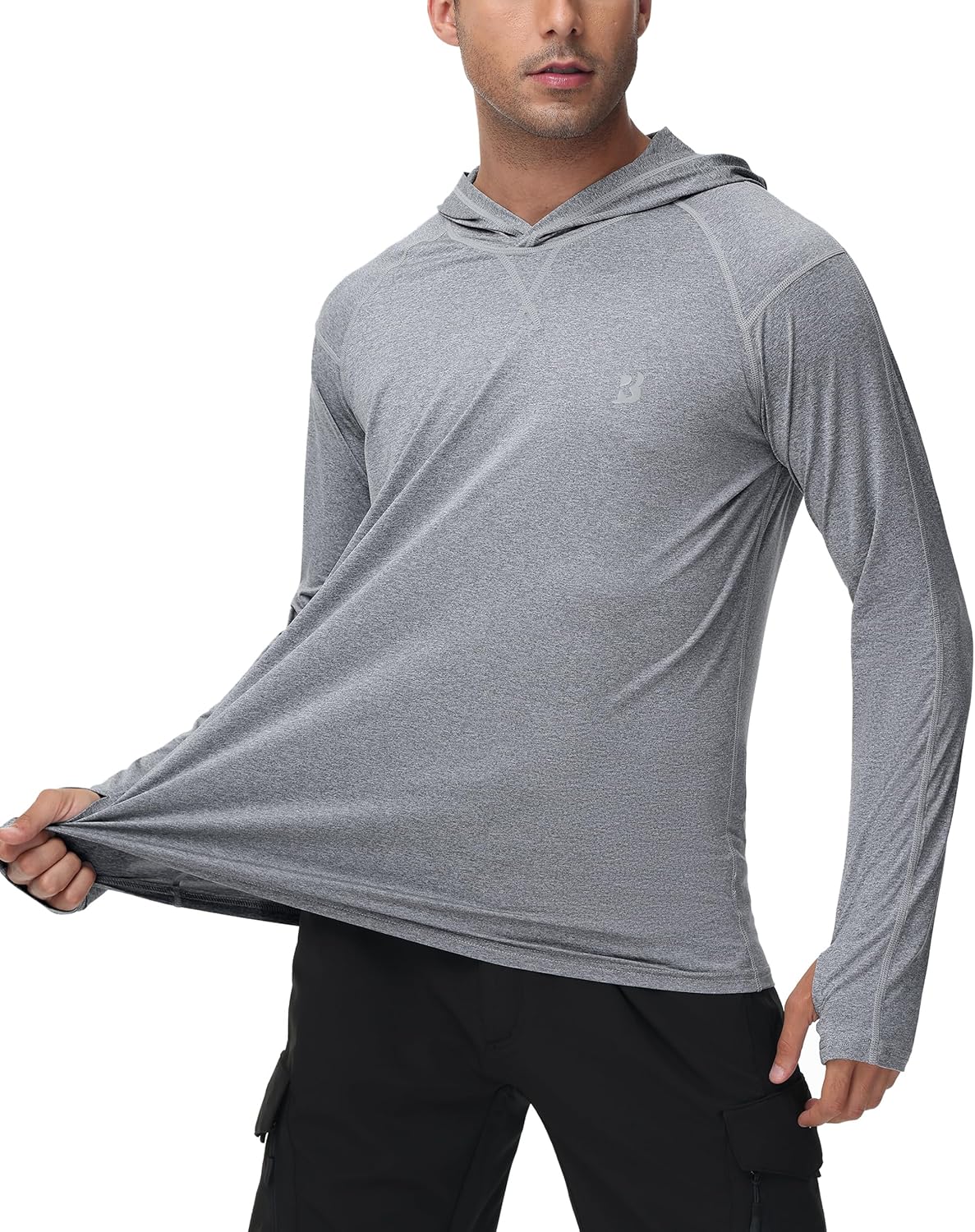 Roadbox Men's Fishing Shirt - UPF 50+ Long Sleeve UV Protection Hoodie for Hiking & Running