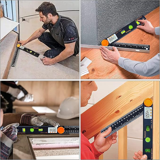 Rainyb Digital Angle Finder Tool 7inch 0-360 degree LED Digital Protractor