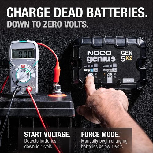 NOCO Genius GEN5X2 Onboard Battery Charger - 2-Bank, 10A, Waterproof 12V Marine Charger for Lead-Acid & Lithium Batteries