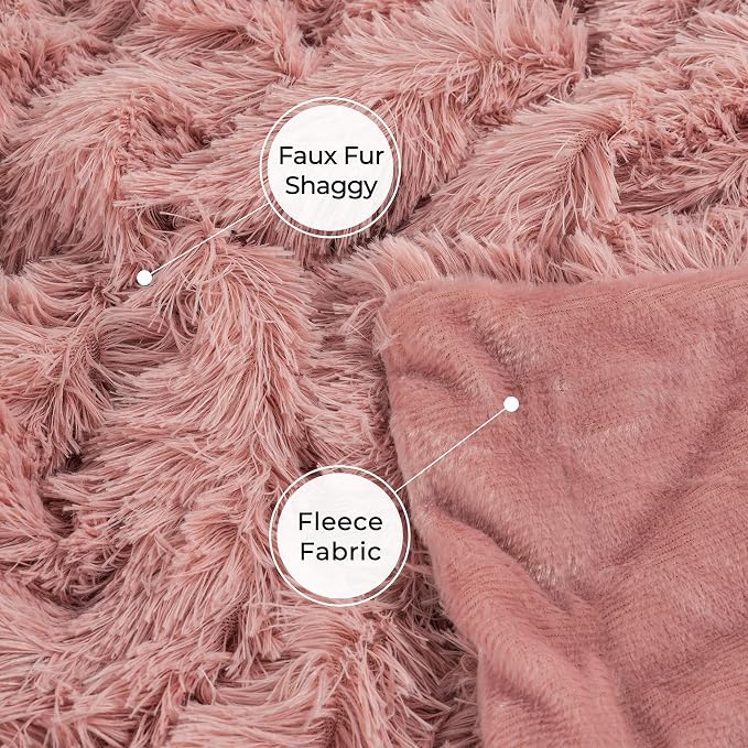 Tuddrom Decorative Extra Soft Faux Fur Blanket Twin Size 70" x 78", Solid