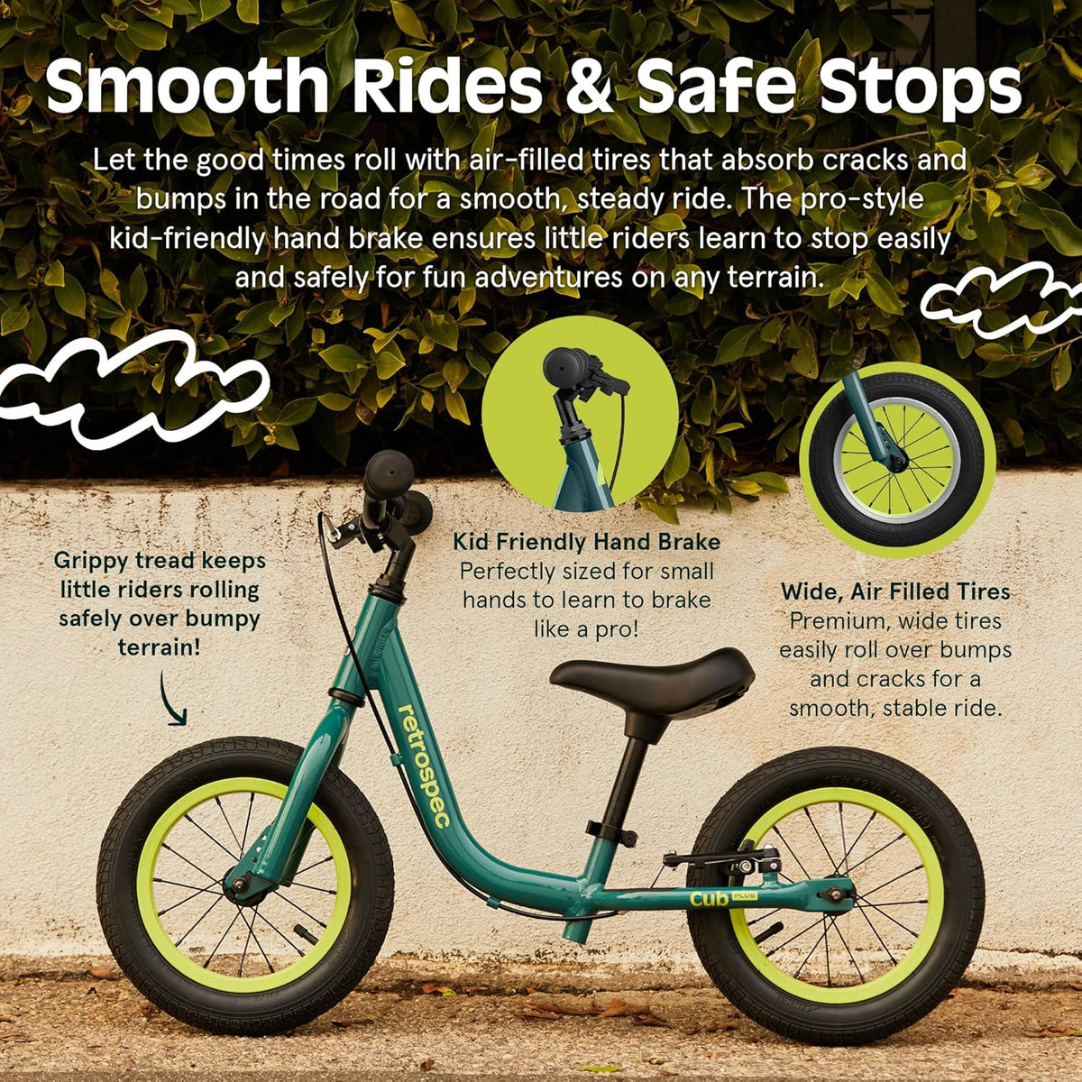 Retrospec Cub Plus Toddler Balance Bike - Lightweight, Adjustable V-Brake & Seat for Ages 18 Months to 4 Years