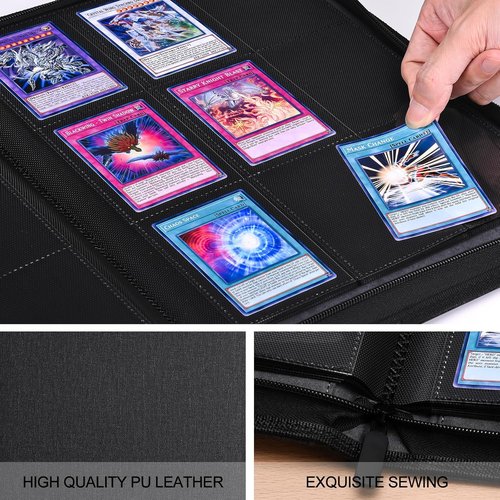 HerriaT Trading Card Binder - Premium 9 Pocket PU Cover for 360 Cards | Sturdy Album for YuGiOh, MTG & TCG