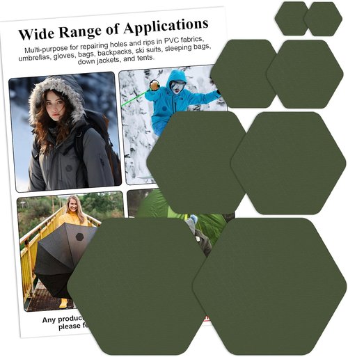 Harsgs Down Jacket Repair Patches - Self-Adhesive Waterproof Nylon Patches | Green, 8 Pieces