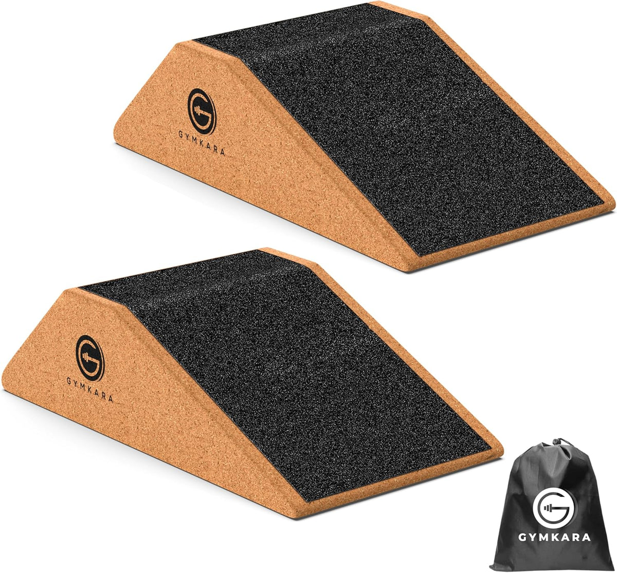 Squat Wedge Block Cork 2 Pack - Non-Slip Heel Elevated Wedge for Safe Squats & Calf Raises