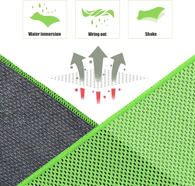 Biange Cooling Towel (Pack of 20, 40"x12") with Pouches for Sports, Workout, Fitness, Gym, Yoga, Golf, Pilates, Travel, Camping & More