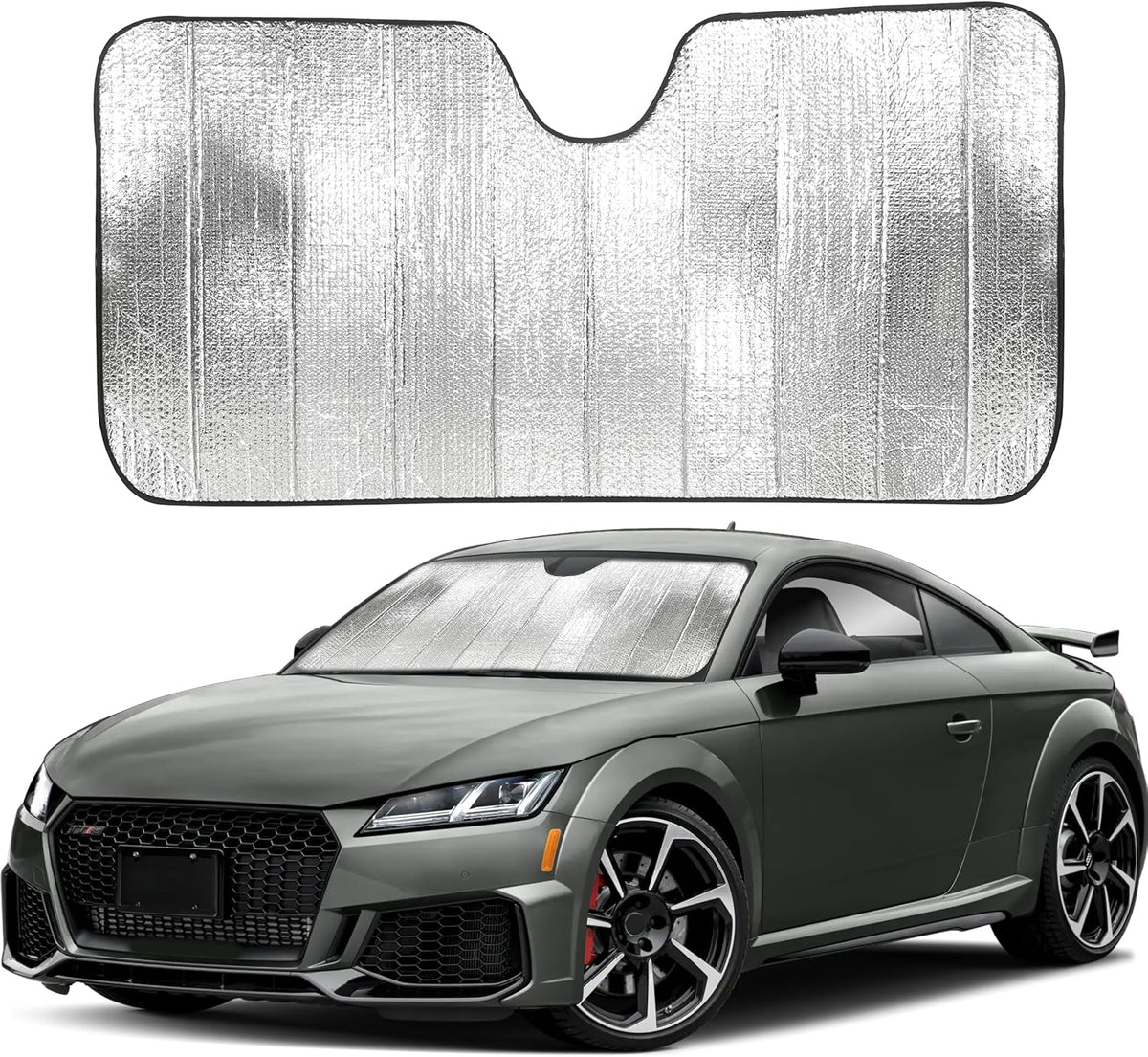 EcoNour Accordion Car Windshield Sun Shade | Car Sun Visor to Protect Harmful UV Rays | Foldable Automotive Windshield Sunshades | Window Sun Blocker to Keep Your Vehicle Cool & Comfort - 58" x 28"