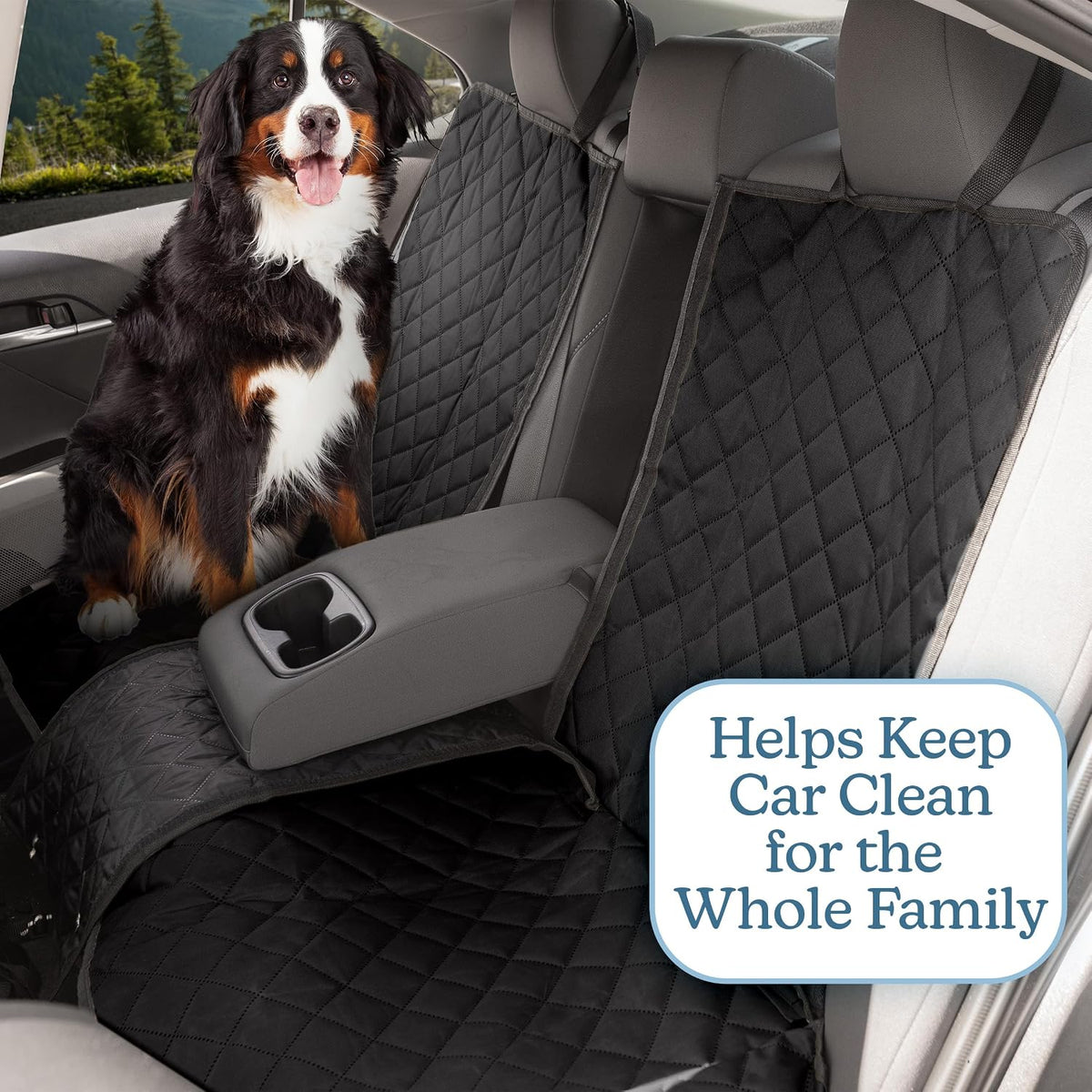 Dog Car Seat Cover for Back Seat - Water-Resistant Car Seat Protector for Cars, Trucks, and SUVs - Seat Cover Protects from Scratches, Mud, Pet Hair and Accidents - Car Accessories by PETMAKER (Black)