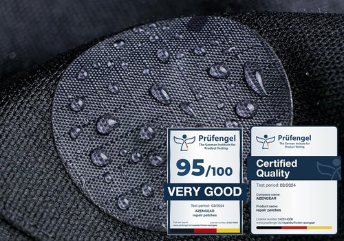 aZengear Repair Patches for Down Jackets - Waterproof Self-Adhesive Nylon Fabric, 11 Pieces, Dark Grey