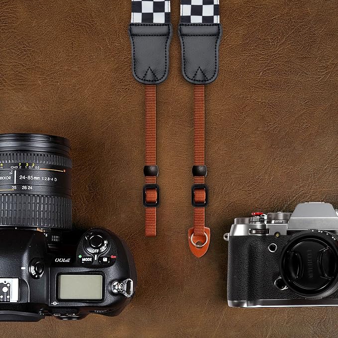 Padwa Lifestyle Black and White Plaid Camera Strap