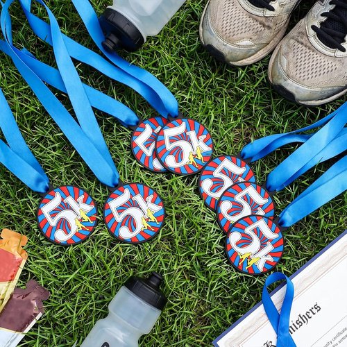 AmazingSpark 60 Pcs 5K Race Award Medals - 2 Inch Rubber Medals for Team Participation & Competitions
