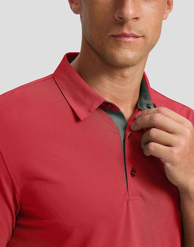 Men's Golf Shirts Dry Fit Moisture Wicking Performance Short Sleeve Collared Polo Shirts for Casual Athletic Business
