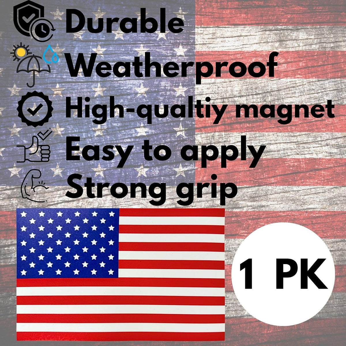 Traditional American Flag Magnet - 5 x 8-1 Pack - Magnetic Flag for Cars and Trucks - Proudly Made in The USA - Super Strong American Flag Decal - Magnetic American Flag