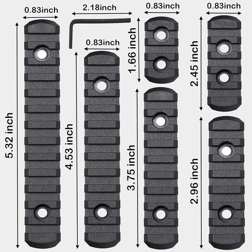 CRUSHUNT 12-Pack Picatinny Rail Sections - Durable Polymer | Black, Versatile Slot Sizes 3-13
