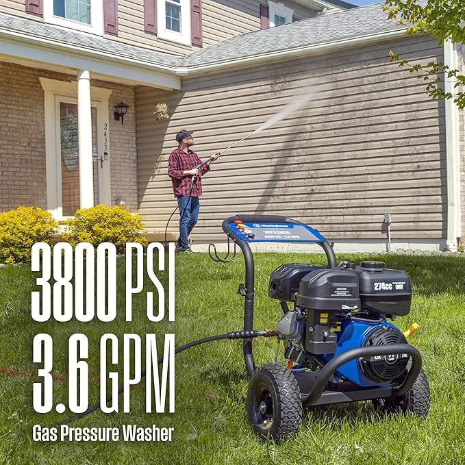 Westinghouse WPX3800 Gas Pressure Washer, 3800 PSI and 3.6 GPM, Onboard Soap Tank, Spray Gun and Wand, 5 Nozzle Set, for Cars/Fences/Driveways/Homes/Patios/Furniture, Black
