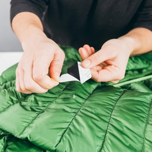 GEAR AID Tenacious Tape Hex – Repair Patches for Down Jackets & Tents | 4-Pack (2.5” & 1.5”, Clear/Black)