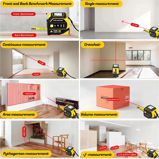 4-in-1 Laser Tape Measure with Level, 16Ft Ruler, 197Ft Laser | Almighty