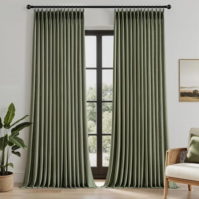 Memory Trained Pinch Pleated Curtains 108 Inches Long, Linen Pinch Pleat Sheer