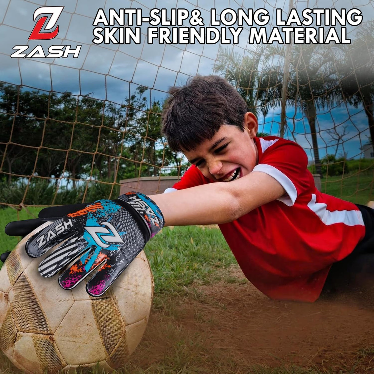 ZASH Soccer Goalie Gloves - Double Wrist Protection & Strong Grip Palm for Kids, Youth & Adults