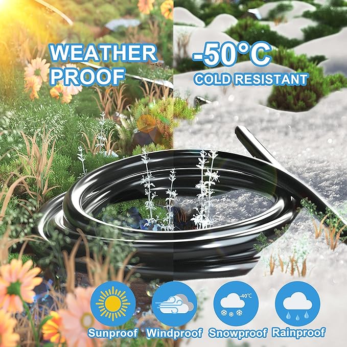 HUANCHAIN 6 FT（2 Pack） 16 Gauge Black Indoor Outdoor Extension Cord Waterproof, Flexible Cold Weather 3 Prong Electric Cord Outside, 13A 1625W 125V 16AWG SJTW, ETL Listed