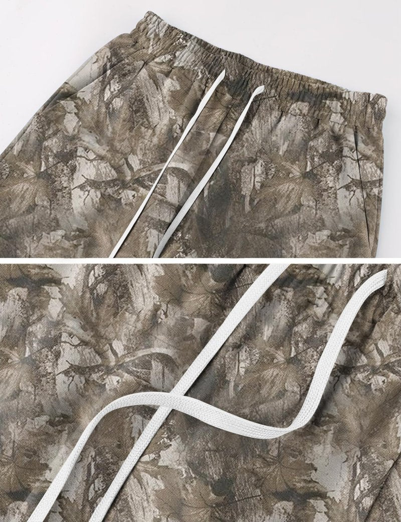 Ziesexy Camo Sweatpants Women Casual Y2k Maple Leaf Print Lounge Pants Baggy Drawstring Joggers Pant Trousers