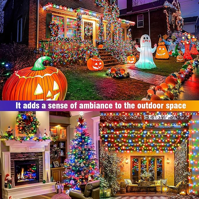 210 LED 4-Color Outdoor Easter String Lights, Seasonal Fairy Lights with 8 Modes, Waterproof Indoor Outside Decoration Lighting for Christmas, Parties, Wedding, Patio, New Year(70FT)