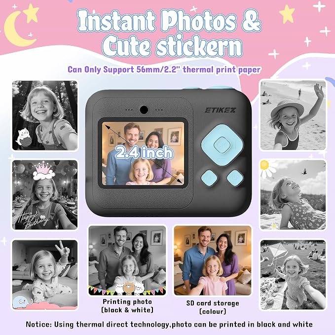 Kids Camera, 1080P Instant Digital Print Camera