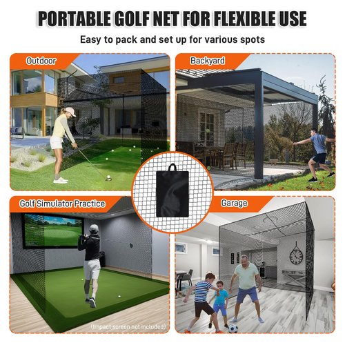 Golf Batting Cage Net Golf Baseball Caging Netting 10 x 10 x 10FT with Top Ropes for Backyard, Easy to Insatall Baseball Softball Hitting Barrier Practice Nets with Carry Bag for Indoor Outdoor