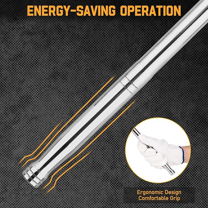 3PCS Breaker Bar Set, 3/8'', 1/4in, 1/2inch Breaker Bars with 180°Rotatable Head, Heavy Duty Breaker Bar Kit with 15 inch, 10 inch, 6 inch Length for Automobile and Motorcycle Maintenance and Repair