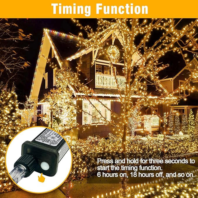 210 LEDs Warm White LED String Lights – 70FT Transparent Wire, Waterproof & Connectable Christmas Tree Lights for Indoor Outdoor Holiday Décor