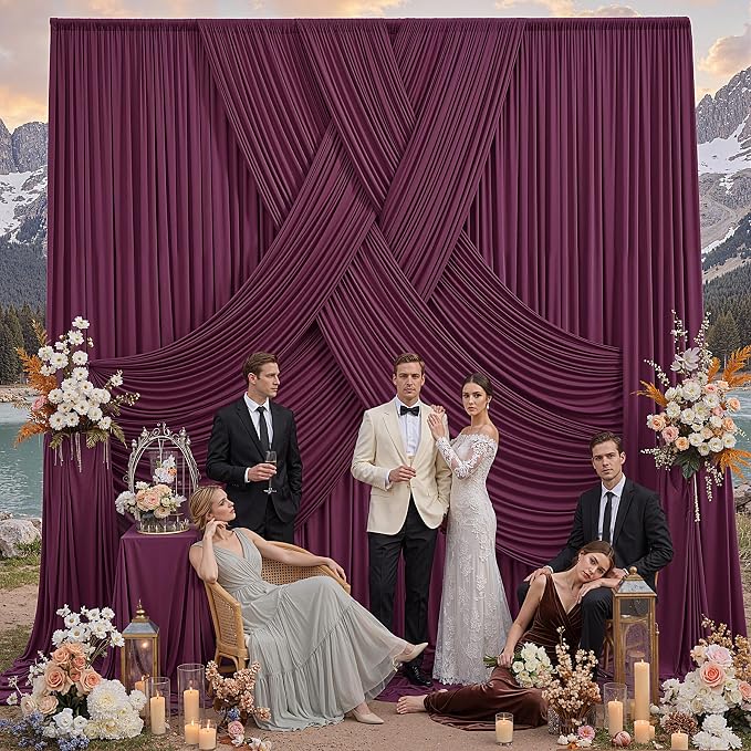 50ft x 12ft Burgundy Backdrop Curtains