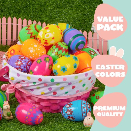 JOYIN Colorful Fillable Plastic Eggs - 3.15 Inch Bulk Set for Easter Hunt & Party Favors | 30 Pcs