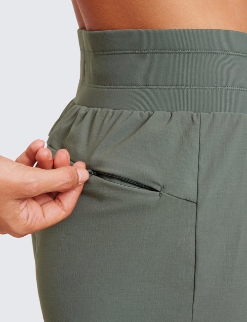 CRZ YOGA Athletic Joggers for Women 27.5" - Lightweight Travel Outdoor Hiking Pants with Pockets Grey Sage Medium
