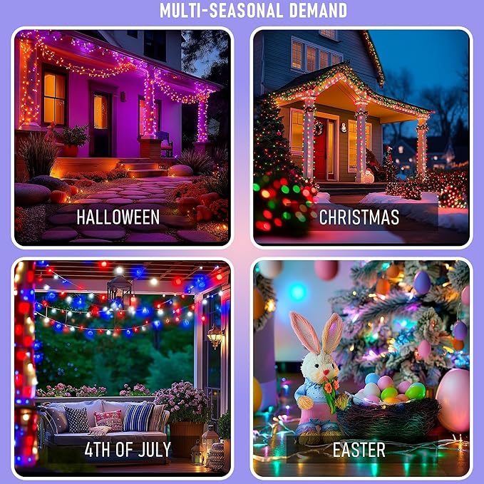 TW SHINE Smart Christmas Lights, 100 LED 33FT Color Changing Halloween String Lights Clear Wire with Remote & APP, Waterproof RGB Christmas Tree Light for Outdoor Indoor Decorations