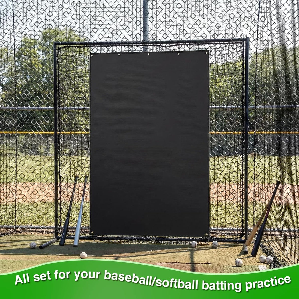 Skiennix Batting Cage Backstop - Heavy Duty 4'x6' Reinforced Net Saver for Baseball & Softball