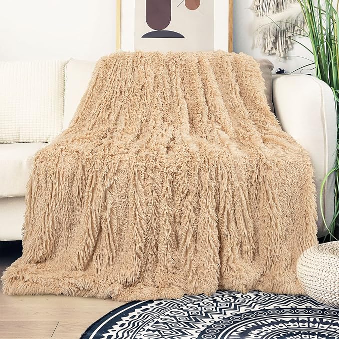 Tuddrom Decorative Extra Soft Faux Fur Blanket Twin Size 70" x 78", Solid