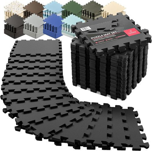 Bemaxx Gym Mats Set - 18 Pcs EVA Interlocking Foam Floor Tiles | 18 Sqft Protective Workout Flooring (12.6"x12.6"x0.4")