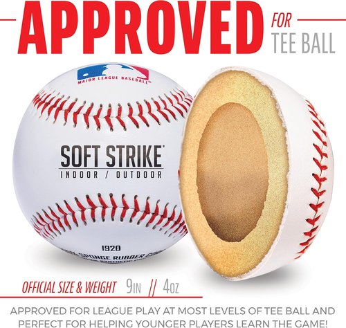 Franklin Sports Soft-Strike Teeball - Official Size & Weight - Safe Hollow Rubber Core - Indoor/Outdoor Use