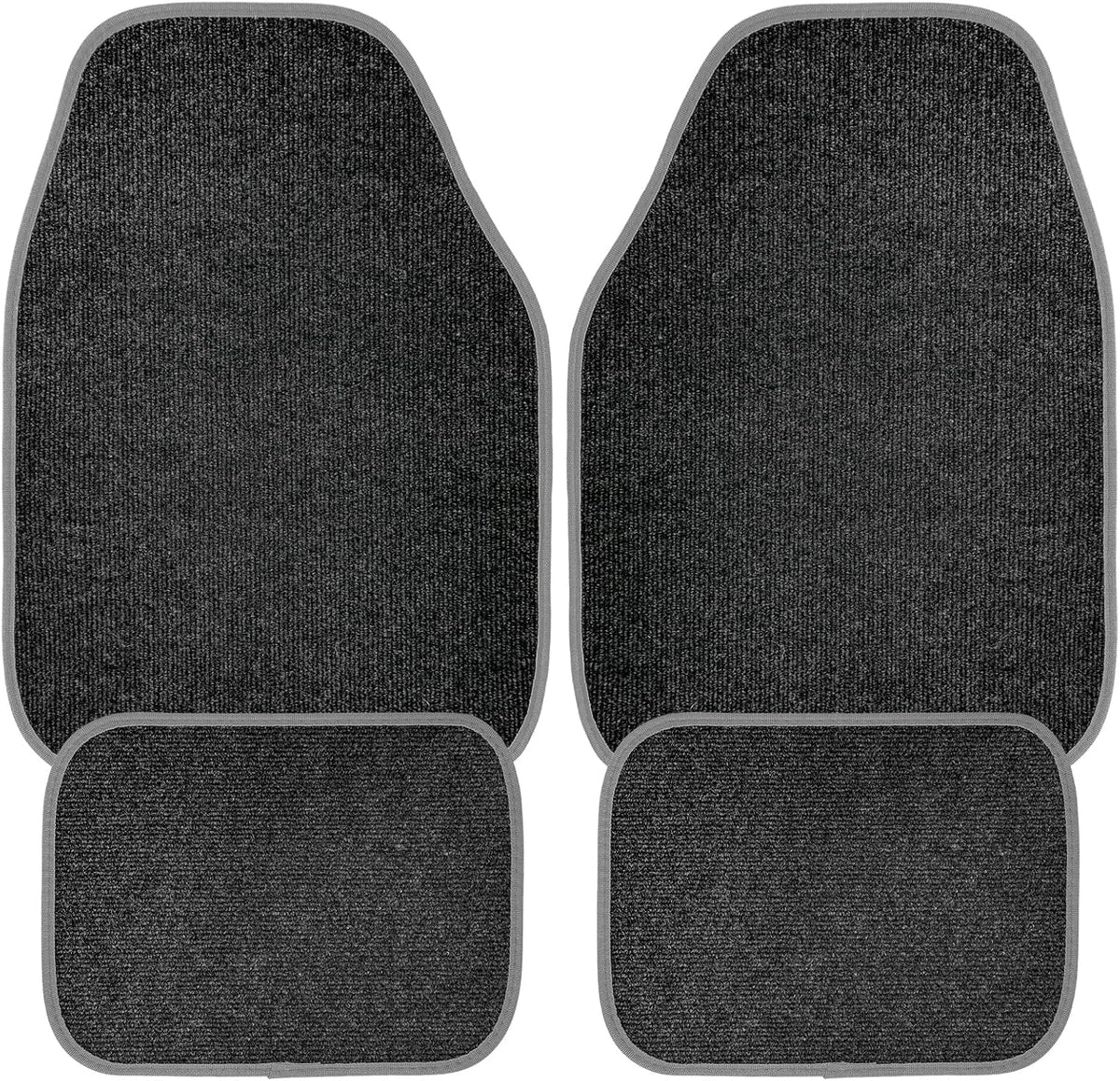 4PCS Car Floor Mats, Anti-Slip Waterproof Car Carpets with Safety Heel Pad, Heavy Duty Floor Mat for All Weather Protection, Universal Trim to Fit for Sedans Trucks SUVs (Black & Gray)