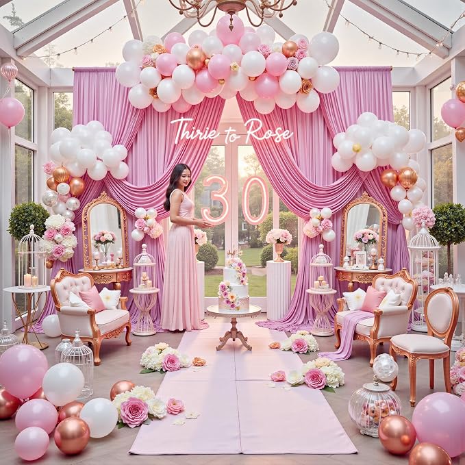 50ft x 12ft Wrinkle Free Pink Backdrop Curtains
