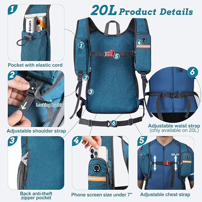 BECOJADDE 20L Small Hiking Backpack