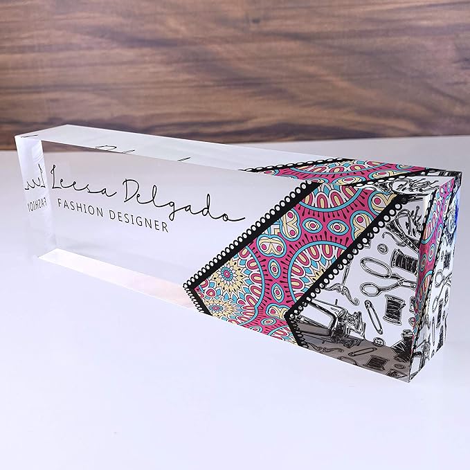 Artblox Personalized Name Plate For Desk | Black & White Marble Design On Clear Acrylic Glass | Custom Plaque Desk Name Plate Personalized Your Name And Credentials Office Office Sign Engraved Plaque