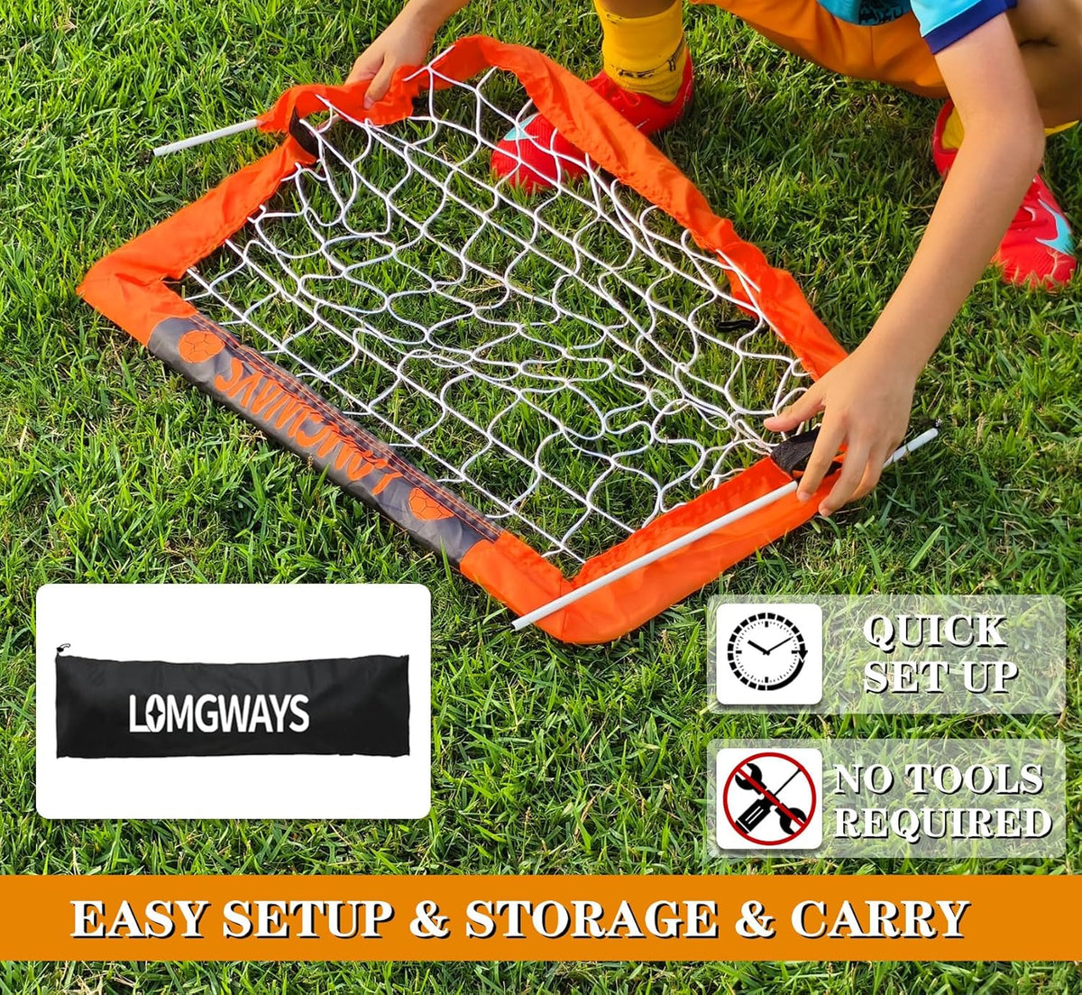 Soccer Goal - Foldable Frame Net for Kids & Youth | Indoor & Outdoor Use with Carry Bag - Easy Setup