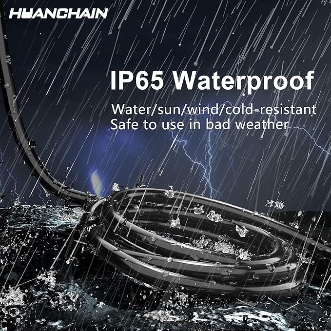 HUANCHAIN Indoor Outdoor Black Extension Cord 15 ft (2pack) Waterproof, 16/3 Gauge Flexible Cold-Resistant Appliance Cable Outside, 13A 1625W 16AWG SJTW, 3 Prong Electric Cord, ETL