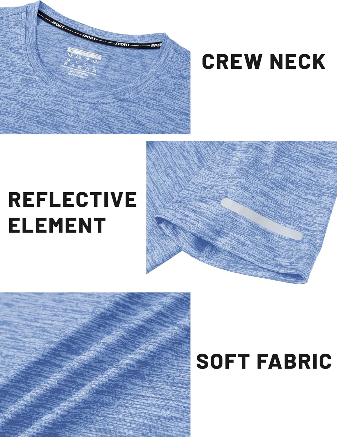 TACVASEN Men's Athletic Workout Shirts - Short Sleeve Dry Fit Crewneck T-Shirts for Running | Gym Wear