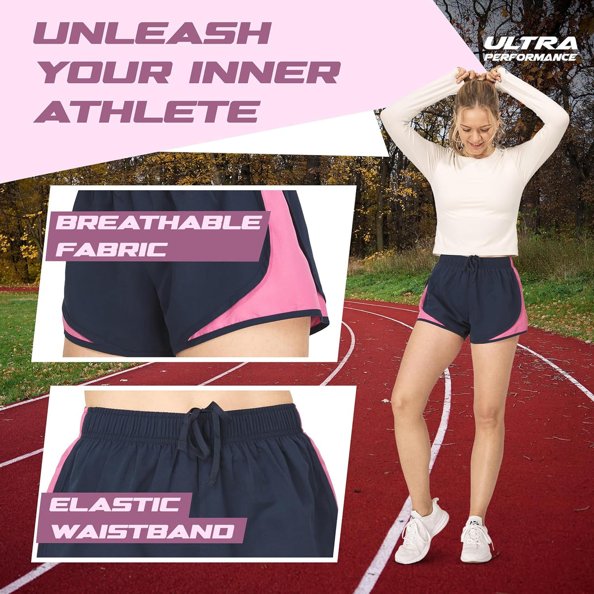 Skiennix Ultra Performance Women's Running Shorts - 4-Pack Athletic Gym Shorts with Brief Liner