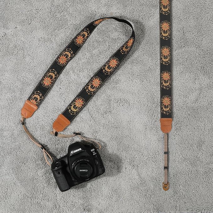 MoKo Camera Strap, Cotton Vintage Embroidered Camera Strap, Adjustable Neck &