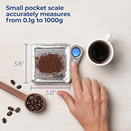 American Weigh Scales Blade Series Digital Precision Pocket Weight Scale, Gray, 650 X 0.1G (BL-650-GRY) (Silver, 1KG)