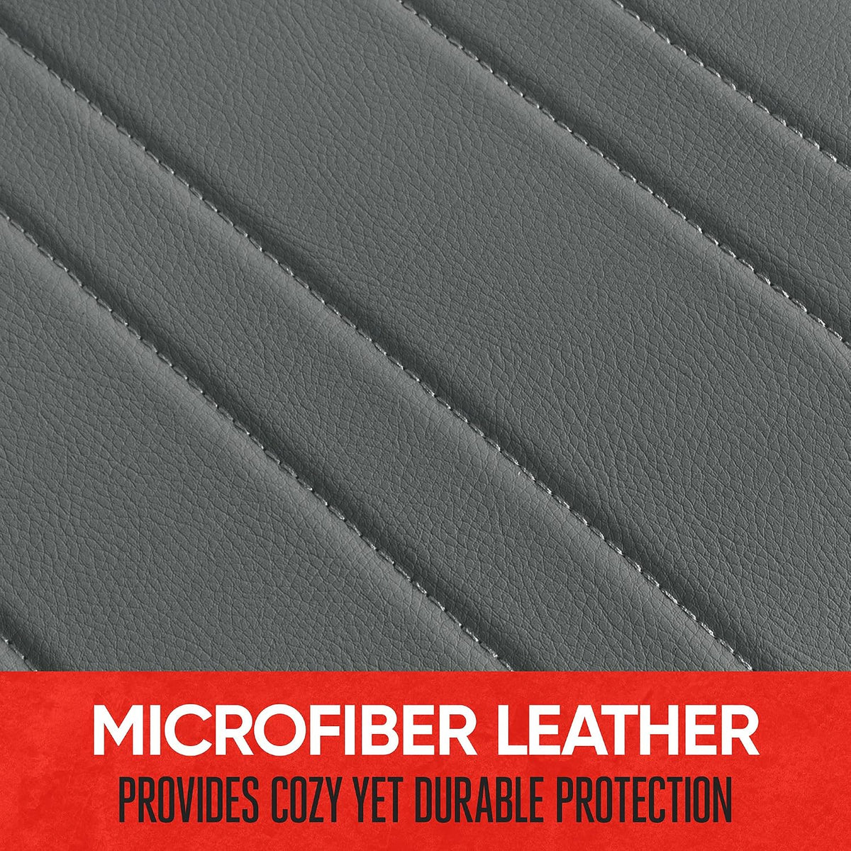 Motor Trend Gray Faux Leather 1-Piece Padded Car Seat Protector with Storage Pockets, Premium Interior Front Seat Cover for Cars Truck SUV Auto